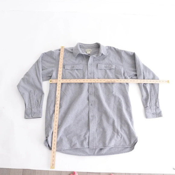 Vintage L.L. Bean Gray 100% Thick Cotton Outdoor Warm Button Up Shirt XLT - Picture 3 of 11